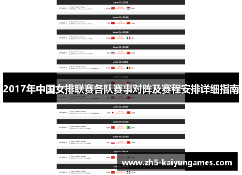 2017年中国女排联赛各队赛事对阵及赛程安排详细指南 2017年中国女排联赛各队赛事对阵及赛程安排详细指南