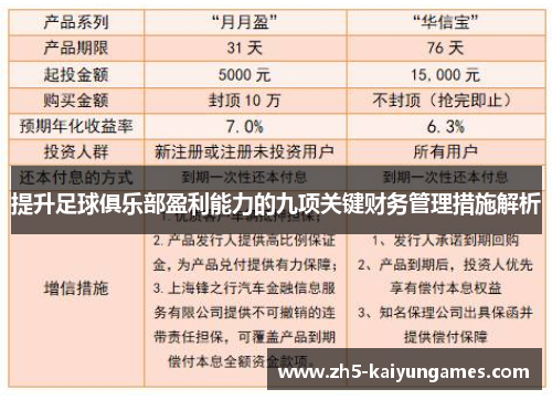 提升足球俱乐部盈利能力的九项关键财务管理措施解析 提升足球俱乐部盈利能力的九项关键财务管理措施解析